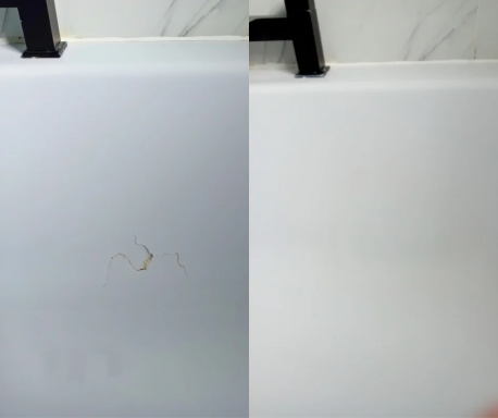 Bath repair Newport Before and after photo of a cracked bath and after being repaired.